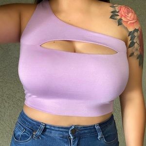 One Shoulder Crop Top Lilac